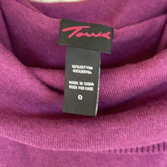 Torrid Purple Off-the-Shoulder Sweater with Elegant Draped Neckline - Picture 6 of 8